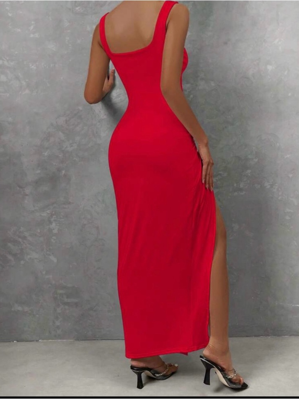 SHEIN Red Cut-Out Twist Front Maxi Dress - Size XS